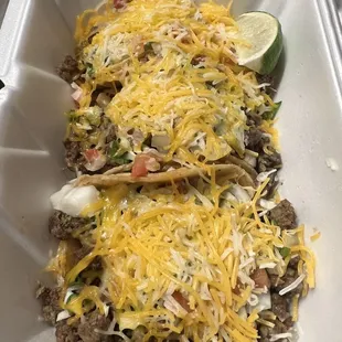 Three taco combo, with a drink. Asada.