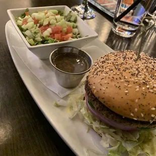 Impossible Burger with super spicy fresh jalapeños (drool)