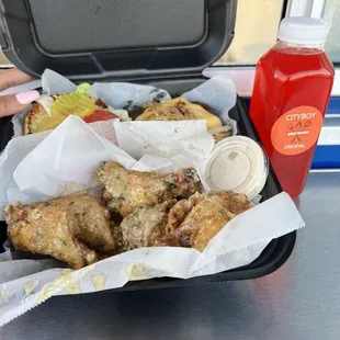 chicken wings and fried chicken, food