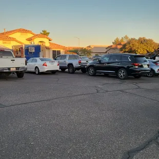 a parking lot full of cars
