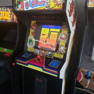 an arcade machine with a video game on it