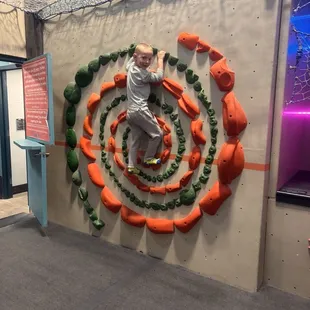 One of the rock climbing walls in the 6 and under area.