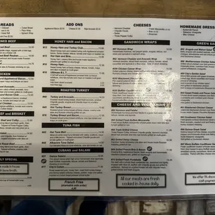 sushi and sashimi, menu