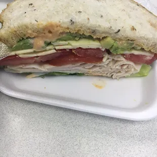 # 14 - roasted turkey, havarti cheese, avocado, lettuce, tomato and Russian dressing. So delicious!