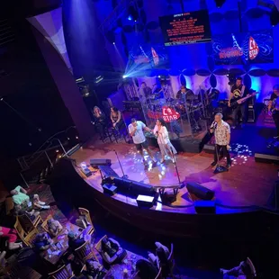 a band performing on stage