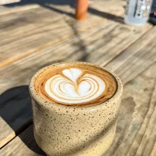 Cappuccino with almond milk. Look at that art people!