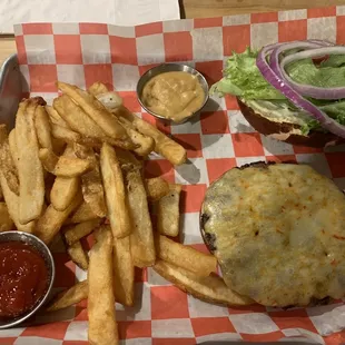 Great burger with ghost pepper cheese and pepper jam!