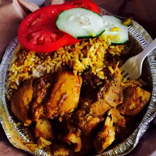 Curry Chicken Rice &amp; Peas &amp; Salad