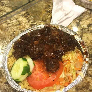 Oxtail , peas &amp;price and salad