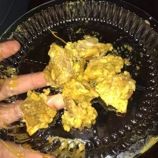 Where's the goat?! All fat in my Bf's curry goat meal!