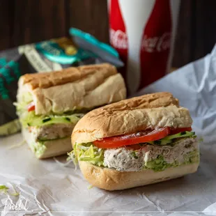 No2 Chicken Salad sandwich on a French roll with avocado combo