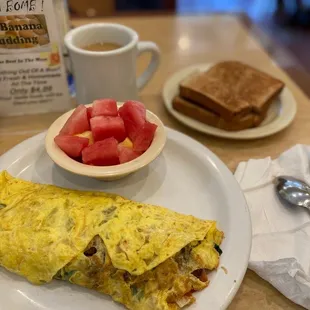 Greek Omelette with veggies on the side. Yum!