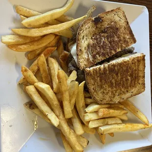 Patty melt with fries