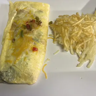 Vegetable omelette. Good, but really, in TX it's offensive to serve a portion of hash browns that small)