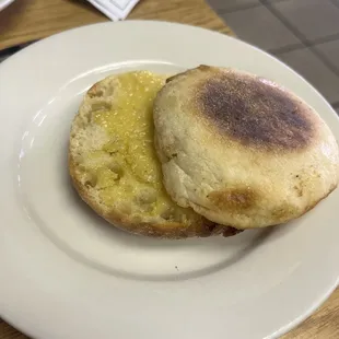 English Muffin (butter alternative, completely drenched, but top it with jam and it was my favorite)
