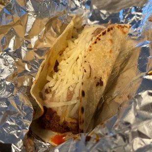 Build your own breakfast (bean, cheese, chorizo)