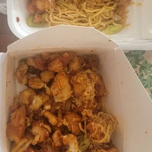 Chow main fried rice orange chicken jalapeño chicken