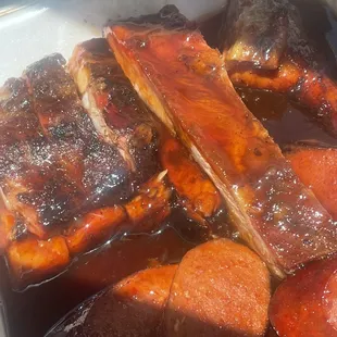 Ribs, got link, chicken