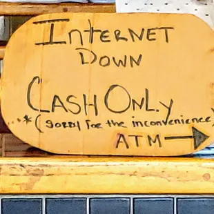 Bring your own money...no cards