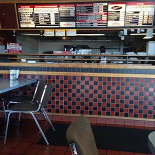 Nice, small place.  Seating for about 10 people... It's a grab and go type of place.  Also has a flat screen mounted to wall