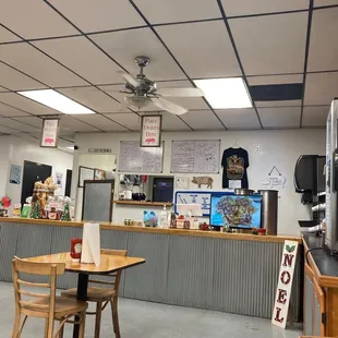 Order at counter but then they'll bring to your table if you're dining in.  Decorating for holidays this weekend in November.