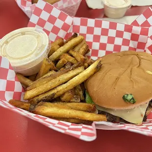 Cheeseburger and fries