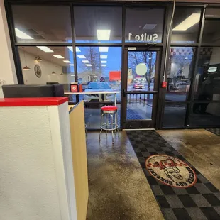 the entrance to the restaurant
