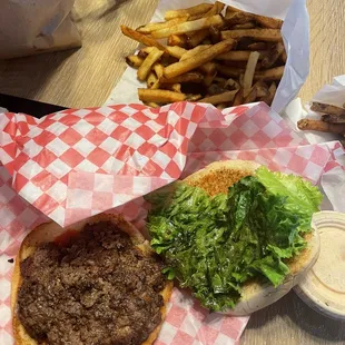a burger and french fries