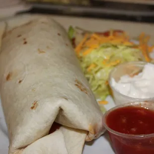 a burrito and salsa