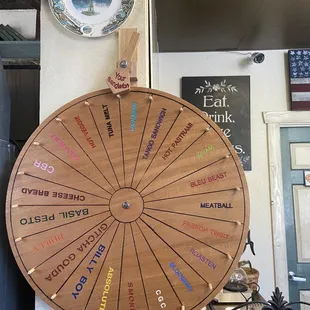 Spin the wheel if you can&apos;t decide which sandwich you want to try. Love this cute idea!