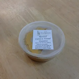 a plastic container with a label on it