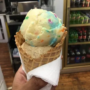 $2.75 for a 2 scoop on a waffle cone!!