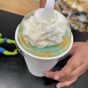 Sour patch with soft serve ice cream