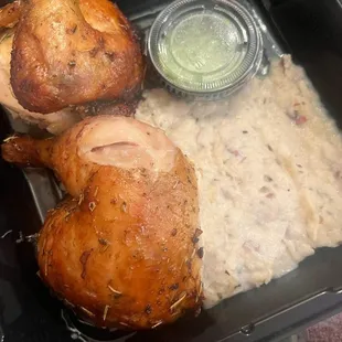 Pollo la brasa and garlic potatoes