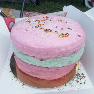 Cotton candy cake + sprinkles = AMAZING!