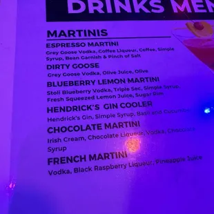 menu
