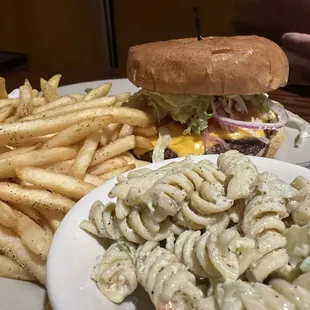 $11 cheeseburgers on Saturdays 11am-3pm. Includes amazing seasoned fries and pasta. What a deal! It&apos;s a fresh made burger too. Delicious!