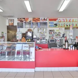 Donut and sandwich and drink