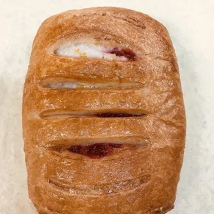 a close up of a loaf of bread