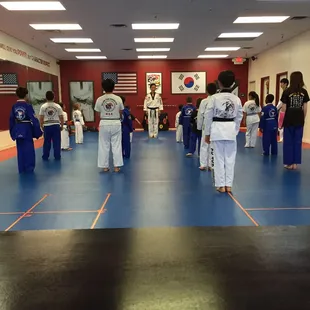 Master Lee leading the students.