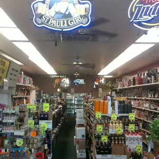 the inside of a liquor store