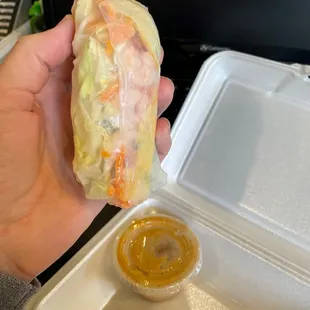 Wow! Spring roll appetizer includes 3(!) of these large beauties.