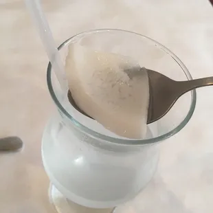 Coconut slice in young coconut juice