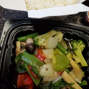 Stir fry basil with veggies