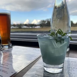 Blue Heron cocktail (Ryan &amp; wood gin, violet liqueur, grapefruit, green chartreuse, lemon tarragon)