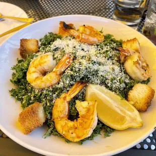 Kale Caesar with shrimp
