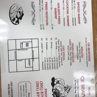 Menu as of 6-30-2018