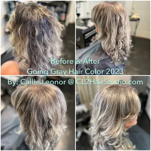 Growing out gray hair? Embrace the silver strands and turn them into stunning pieces in your hair palette. ~ Callie Leonor