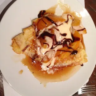 Breakfast Carmelized Peach Crepes