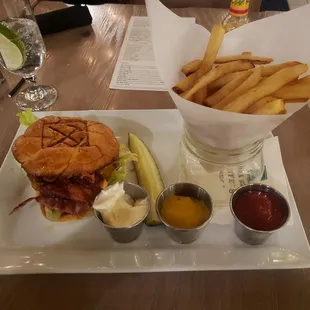 a burger and french fries